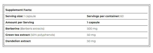Berberine HCl With Green Tea & Dandelion 60 kapszula - Amix Nutrition
