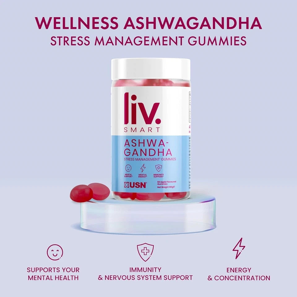 liv.SMART Ashwagandha Gumicukor Alma Ízű 60db - USN