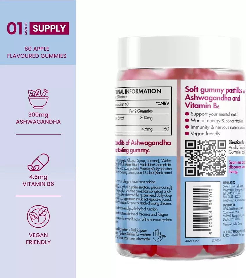 liv.SMART Ashwagandha Gumicukor Alma Ízű 60db - USN